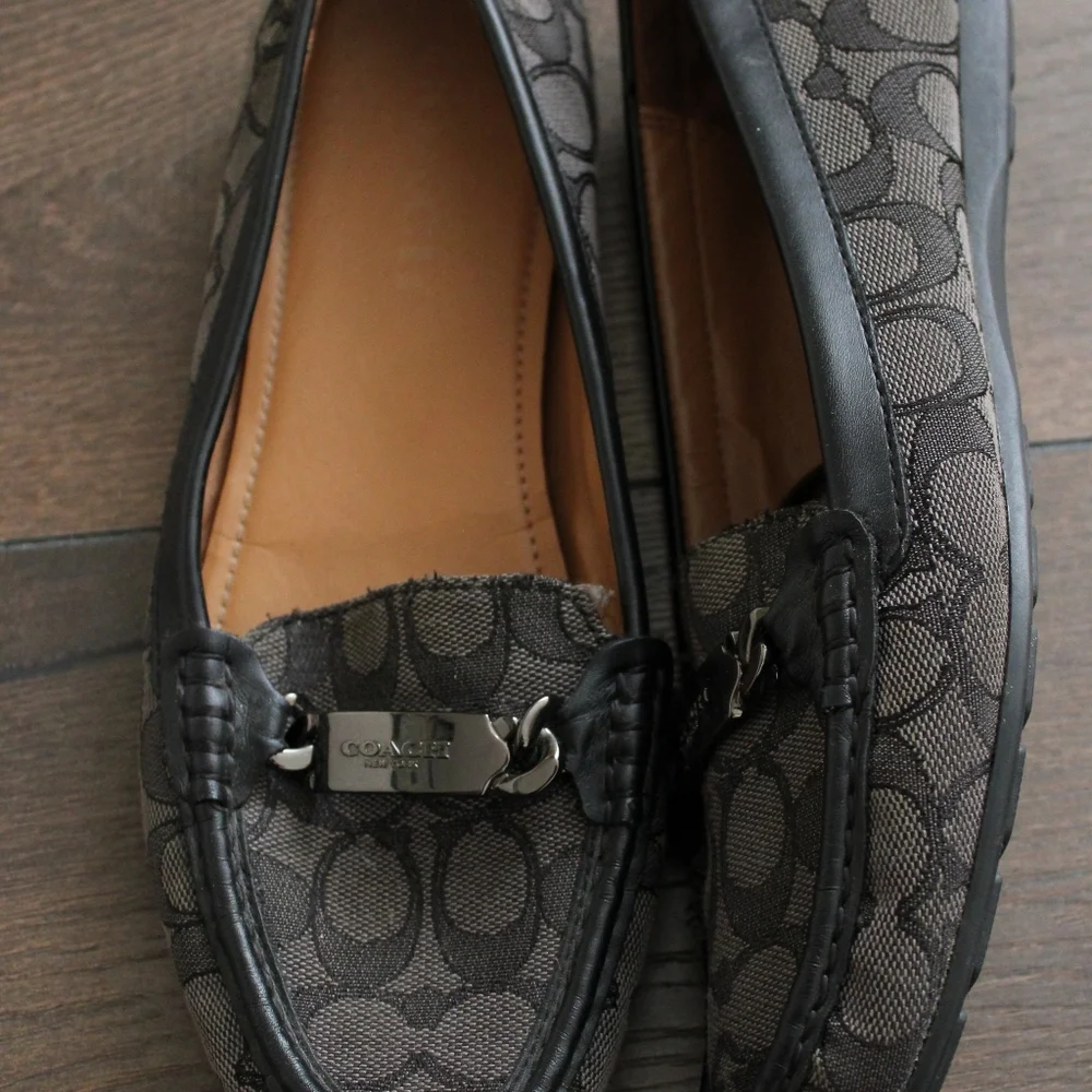 Coach Signature Logo Slip-On Loafers in Charcoal Gray - Picture 3 of 10